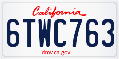 CA license plate 6TWC763