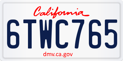 CA license plate 6TWC765
