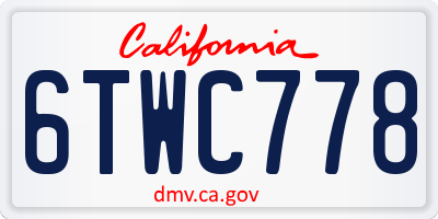 CA license plate 6TWC778