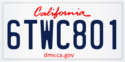 CA license plate 6TWC801
