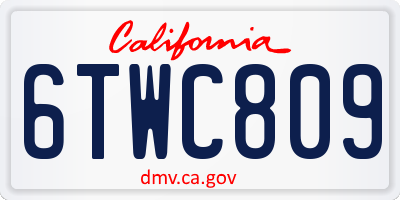 CA license plate 6TWC809