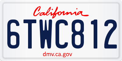 CA license plate 6TWC812