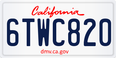 CA license plate 6TWC820