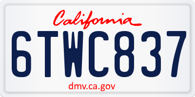 CA license plate 6TWC837