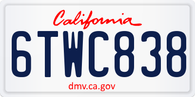 CA license plate 6TWC838