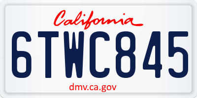 CA license plate 6TWC845