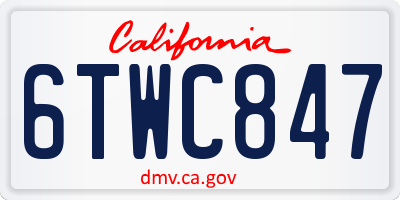 CA license plate 6TWC847