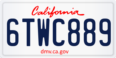 CA license plate 6TWC889