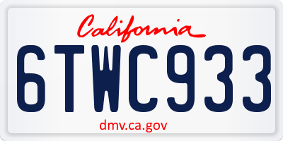 CA license plate 6TWC933