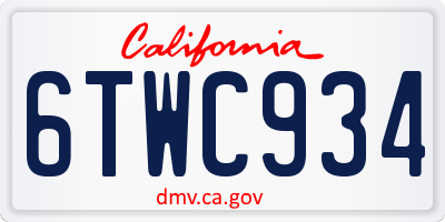 CA license plate 6TWC934