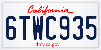 CA license plate 6TWC935