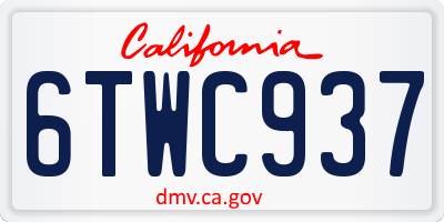 CA license plate 6TWC937