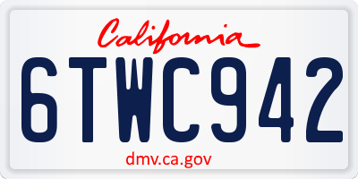 CA license plate 6TWC942