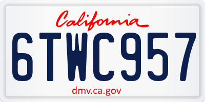 CA license plate 6TWC957