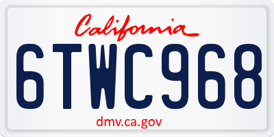 CA license plate 6TWC968