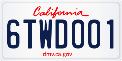 CA license plate 6TWD001