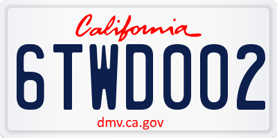 CA license plate 6TWD002