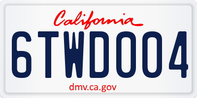 CA license plate 6TWD004