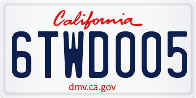 CA license plate 6TWD005