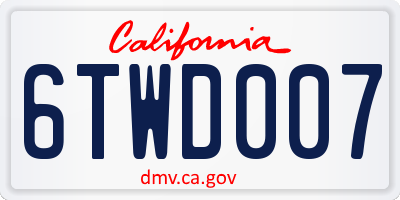 CA license plate 6TWD007