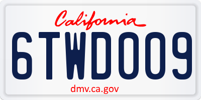CA license plate 6TWD009
