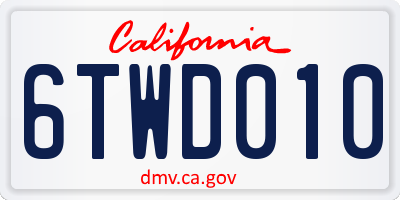 CA license plate 6TWD010