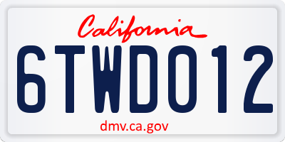 CA license plate 6TWD012