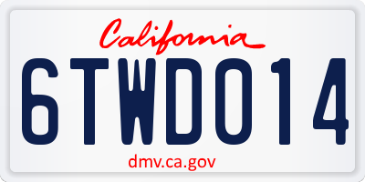 CA license plate 6TWD014