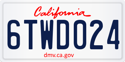 CA license plate 6TWD024