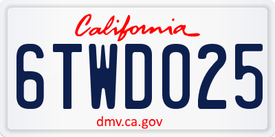 CA license plate 6TWD025