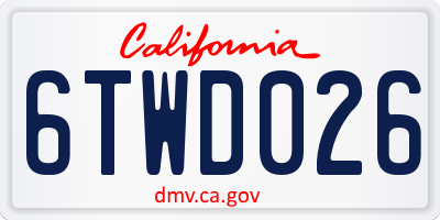 CA license plate 6TWD026