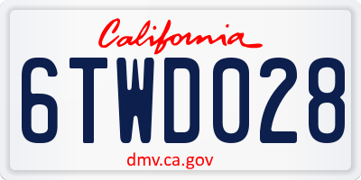 CA license plate 6TWD028