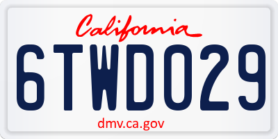 CA license plate 6TWD029