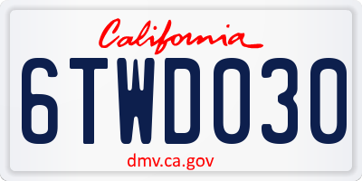 CA license plate 6TWD030
