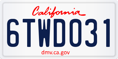 CA license plate 6TWD031