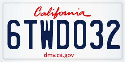 CA license plate 6TWD032