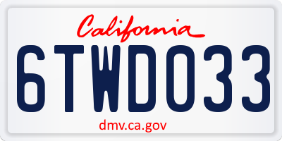 CA license plate 6TWD033