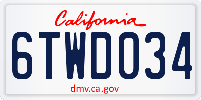 CA license plate 6TWD034