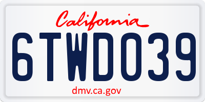 CA license plate 6TWD039