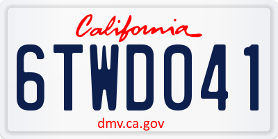 CA license plate 6TWD041