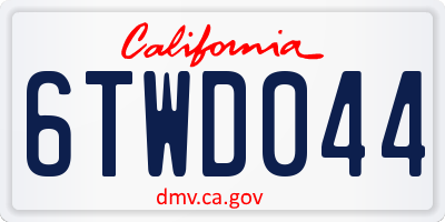 CA license plate 6TWD044