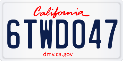 CA license plate 6TWD047