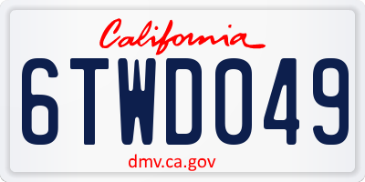 CA license plate 6TWD049