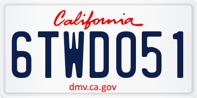 CA license plate 6TWD051