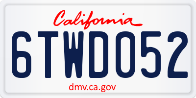 CA license plate 6TWD052