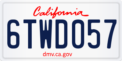 CA license plate 6TWD057