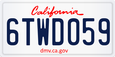 CA license plate 6TWD059
