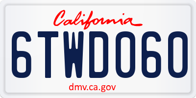 CA license plate 6TWD060