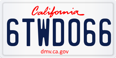 CA license plate 6TWD066