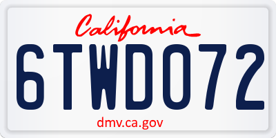 CA license plate 6TWD072